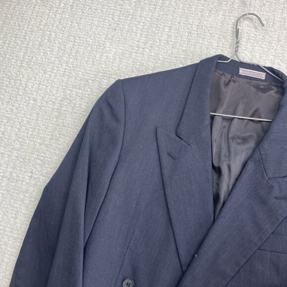 Henley Canada Blue Wool Double Breasted Suit Jacket Men’s 39R + 33W Pants Set - Picture 3 of 16